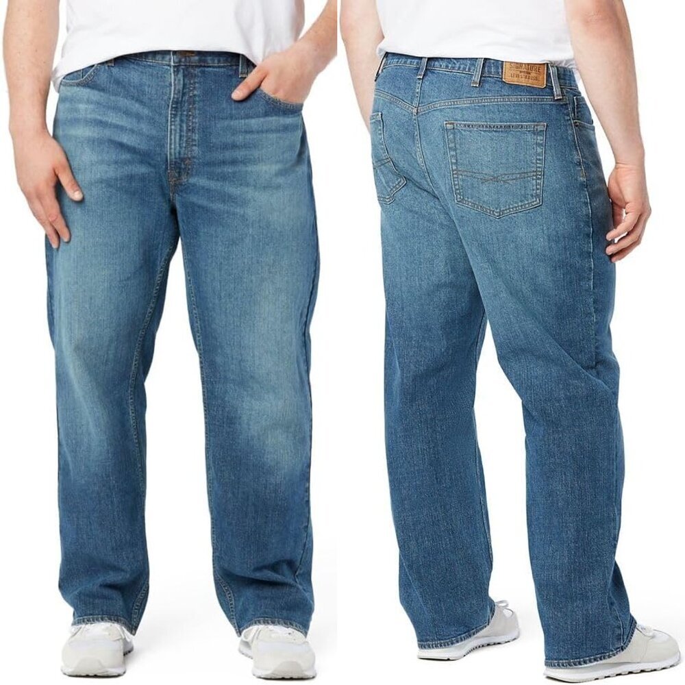 NWT New Levi Strauss Signature Relaxed Fit Flex Hazy Horizon Jeans Size 50 x 30